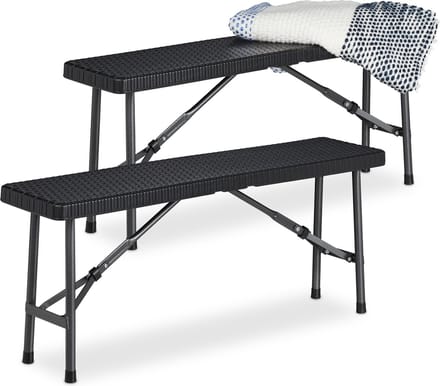 bierbank set van 2 - inklapbaar - kunststof - 42 x 100 x 25 cm - zwart