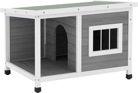 Hondenhok - Buiten - Bench - Ren - Weerbestendig - Kennel - Rek - Grijs