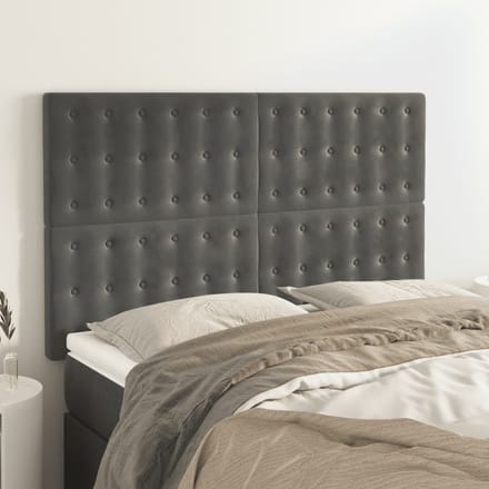 vidaXL - Hoofdbord - donkergrijs - 144x5x118/128 - cm - Fluweel