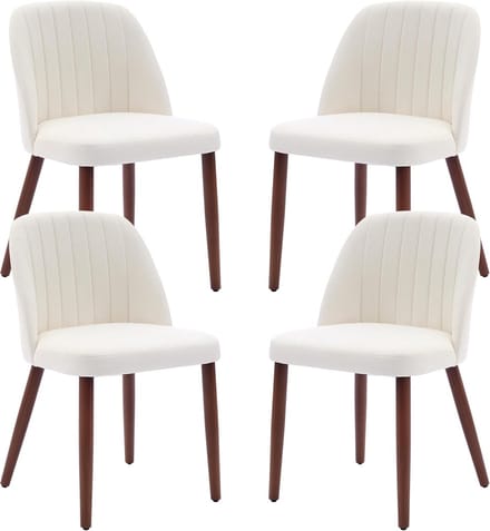 HoerFuriy - Eetkamerstoelen set van 4 - Beige - Stof - Mid‑century modern