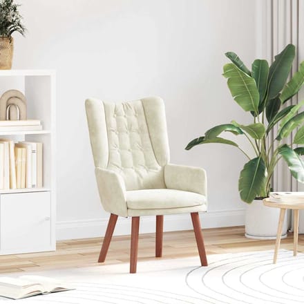 vidaXL - Fauteuil - Crème - 63 - x - 67 - x - 94 - cm - Fluweel