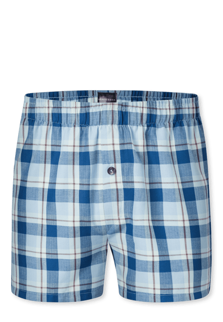 Boxershorts, set van 2, geweven stof, geruit patroon, blauw - Boxershorts multipacks 140