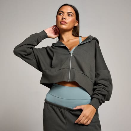 MP Tempo gecropte hoodie met rits voor dames - Nachtgrijs - M