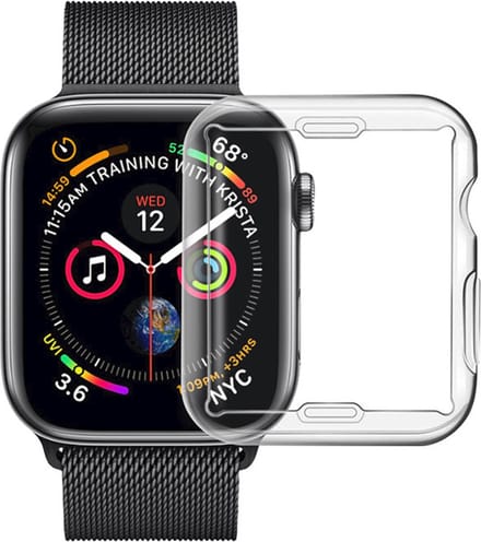 MY PROTECT - Hoesje Geschikt Voor Apple Watch 41mm Siliconen Bescherm Case - Screenprotector - Transparant
