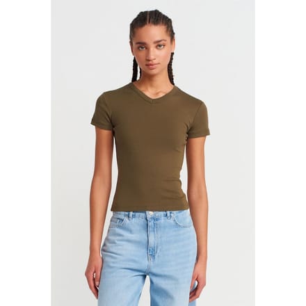 Slim Fit Katoenen V-hals T-shirt