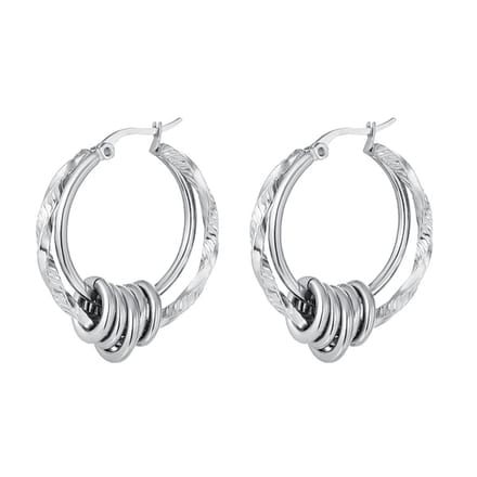 Bijoutheek Oorringen Dubbel Chain Twisted Zilver 0289844-118