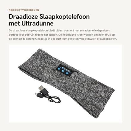 Dailygoods - Draadloze Slaapkoptelefoon met Ultradunne Luidsprekers
