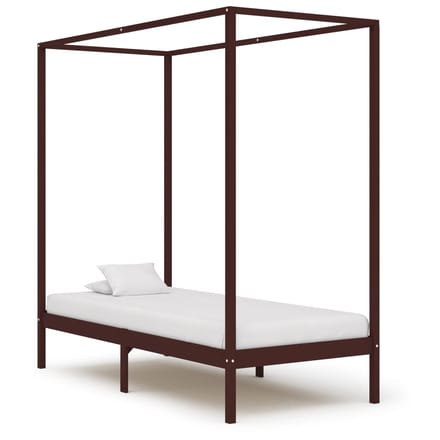 vidaXL - Hemelbedframe - massief - grenenhout - donkerbruin - 100x200 - cm