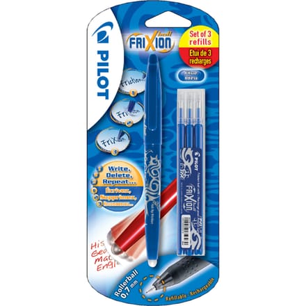 Rollerpen PILOT friXion medium blauw blister à 1 stuk + 3 vullingen