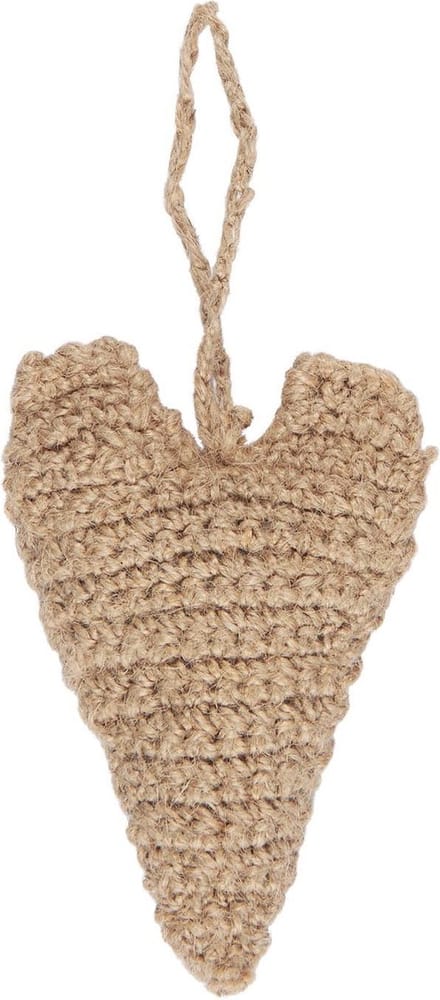 Ib laursen - Crochet Jute Hart - Hanger - Handgemaakt - 12,5 cm - S