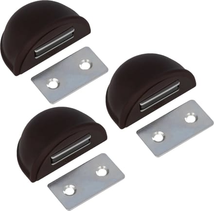 AMIG Deurstop/deurmagneet - 3x - D48mm - zelfklevend - bruin - kunststof