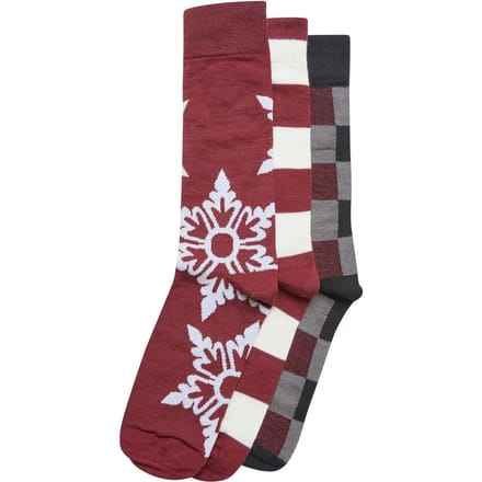 Urban Classics - Christmas Snowflakes 3Pack Sokken - 35/38 - Bordeaux rood