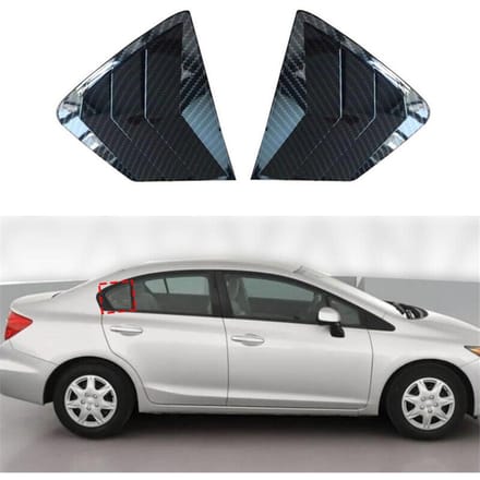 2 stuks Auto Side Kwart Venster Vent Louvre Sluiter Cover Voor HONDA Civic 2012-2015 black