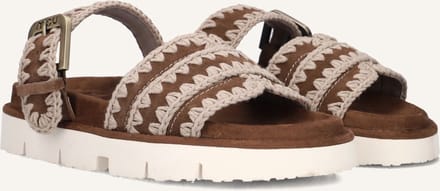 Mou Bio Sandal Buckle Strap Slippers - Dames - Bruin - Maat 38
