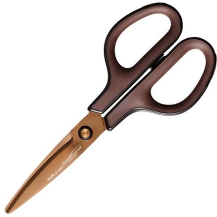 Plus FitCut Curve PREMIUM schaar, 17,5 cm, titanium bladen, bruin, op blister