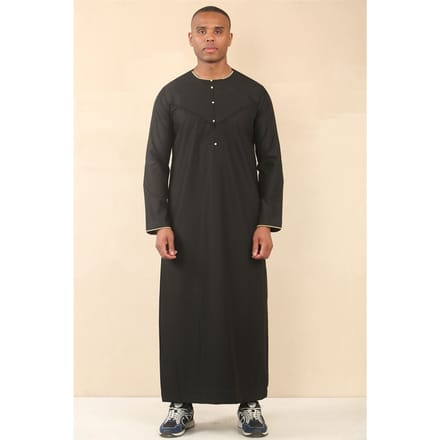 Omani Eid zwarte Thobe Saudi Emirati Jubba-jas voor heren