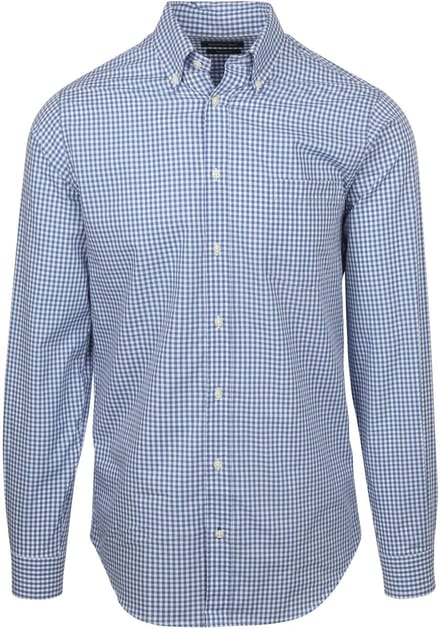 Steppin' Out Poplin Overhemd Ruit Lichtblauw - Maat M - Heren