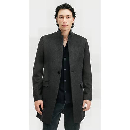 AllSaints Hargrove Coat Charcoal Grey Größe: 36 | Einreihige Mäntel Outlet | Herren | Schwarz
