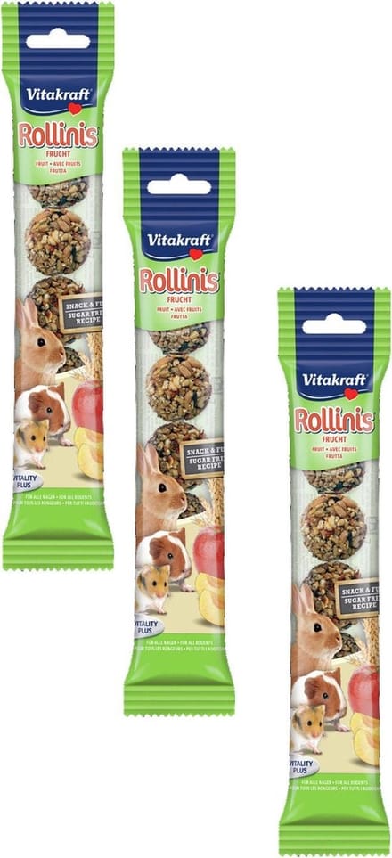 Vitakraft Rollinis Fruitmix - Knaagdiersnack - 3 x 48 g
