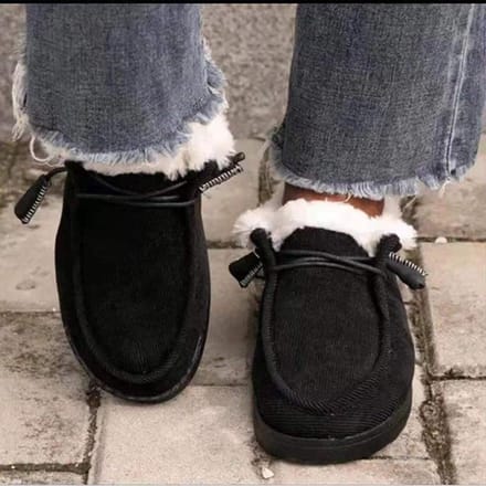 Mocassins en coton épais à semelle épaisse pour femmes 35 noir