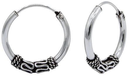 Joy|S - Zilveren Bali oorbellen - 18 mm oorringen - geoxideerd