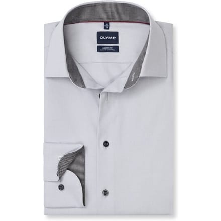 OLYMP Luxor 24/Seven Overhemd, Modern Fit, New Kent, Zilvergrijs