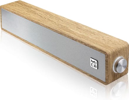 Bedrade USB PC Soundbar met Houten Behuizing en LED Volume Regeling - Compatibel met 3.5mm AUX