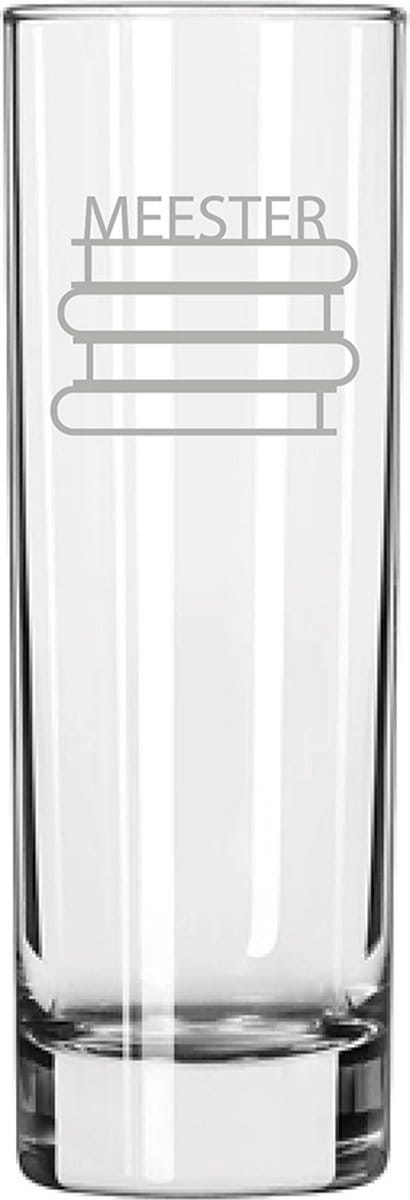 Gegraveerde longdrinkglas 22cl Meester met boeken