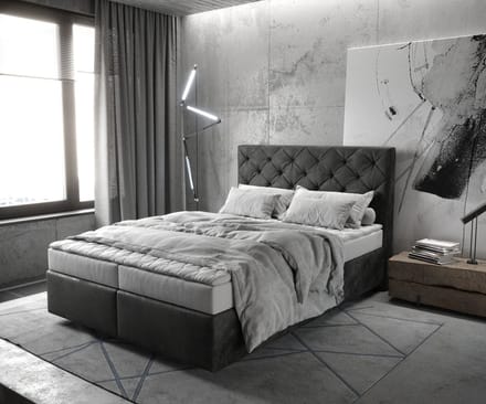 Boxspringbed Dream-Great microvezel antraciet Vintage 140x200 met matras en topper