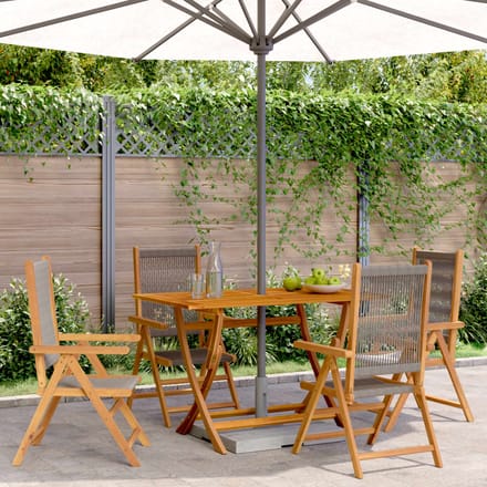 vidaXL - Verstelbare - klapstoelen, - 4 - stuks, - grijs, - massief - acaciahout