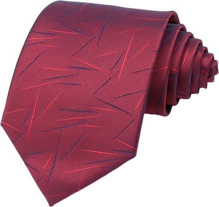 Fako Fashion - Luxe Stropdas - 145cm - 8cm - Bordeaux Rood Streepjes