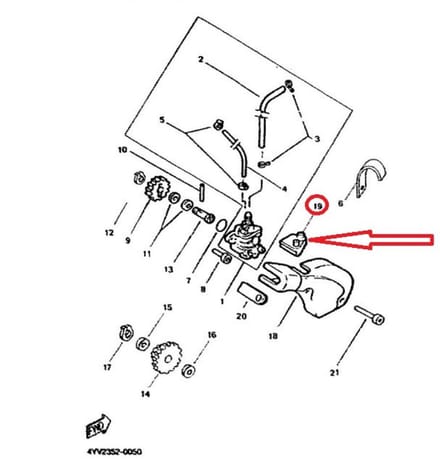 Rubber doorvoer olieslang voor motor Yamaha 50 TZR R 2000 4YV-E3174 Nieuw