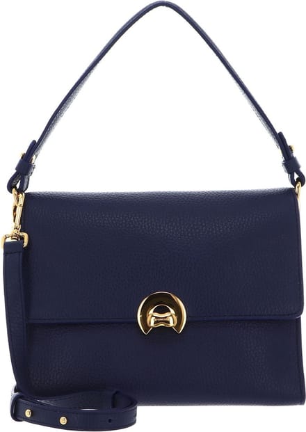 COCCINELLE Leren Schoudertas Binxie Handbag Grained Leather Royal Blue Blauw