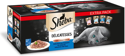 Sheba natte voeding kat - DUO PACK - verschillende smaken - 80 stuks - 6800 gram