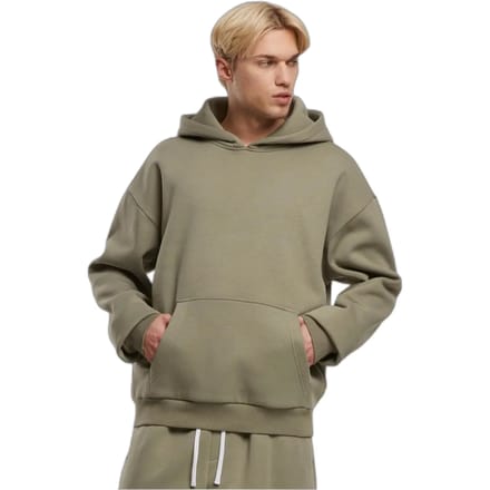 Urban Classics - Fluffy Oversized Hoodie/trui - M - Olijfgroen