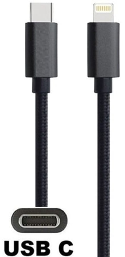 OneOne USB C naar Lightning kabel. 2,0m zwarte laadkabel. Oplaadkabel past op Apple iPhone SE 2, iPhone 8, iPhone 8 Plus, iPhone 10, iPhone X, iPhone XR, iPhone XS, iPhone XS Max, iPhone 11