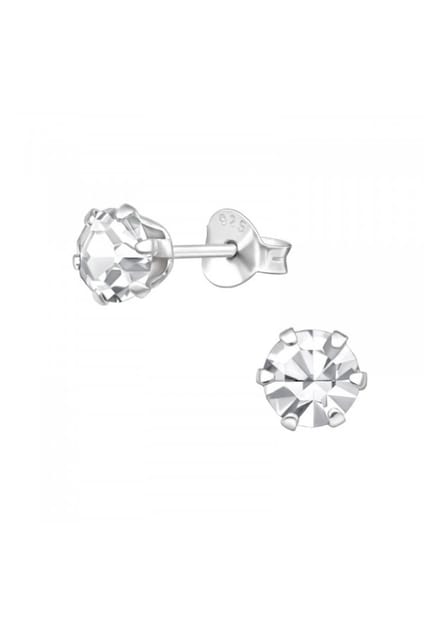 Silberne Runde 5 mm Oorbellen mit Kristallen