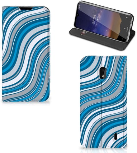 Standcase Hoesje voor Nokia 2.2 Hoesje met Magneet Waves Blue