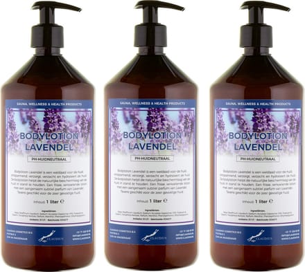 Bodylotion Lavendel 1 liter - met gratis pomp - set van 3 stuks