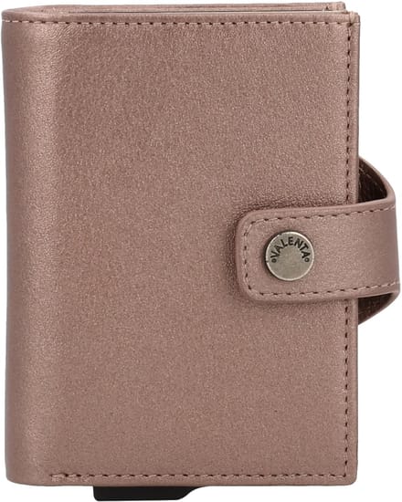 Valenta - Echt Leren Portemonnee - Pasjeshouder Uitschuifbaar - Koper Metallic - max 12 pasjes, briefgeld en muntgeld - RFID NFC - incl. Luxe Cadeaubox