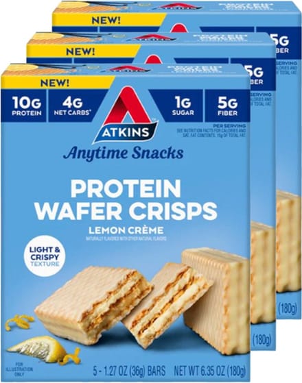 Atkins | Protein Wafer Crisps | Lemon Crème | 3 stuks | 3 x 180g