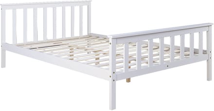 Homestyle4u Tweepersoonsbed - 140x200 cm - Houten bed - Bedframe - Wit