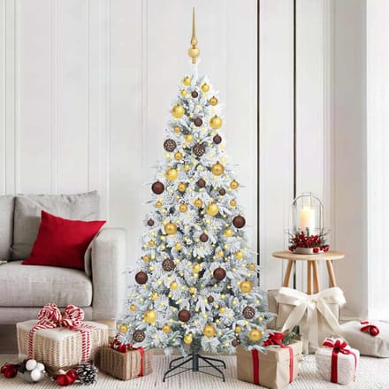 vidaXL - Kunstmatige - Hinged - Kerstboom - met - 300 - LED - Wit - 180 - cm - PE - en - PVC