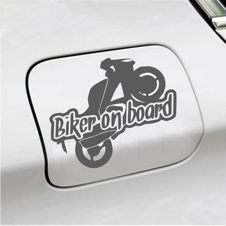 Bumpersticker - Biker On Board - 11,9 X 14,8 - Antraciet