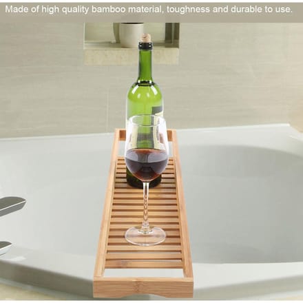 Moderne Bamboe Badplank Badkuip Opbergrek Plank Organizer Wijnglashouder wit