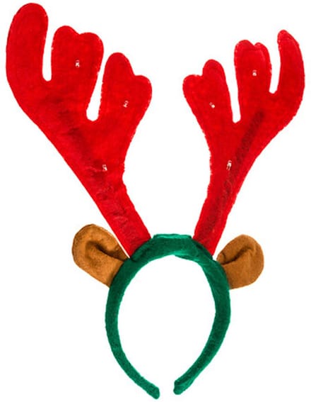Feeric Christmas Rendier LED diadeem - rood/groen - vilt - haarband met verlichting - verkleedaccessoire - verkleedaccessoire