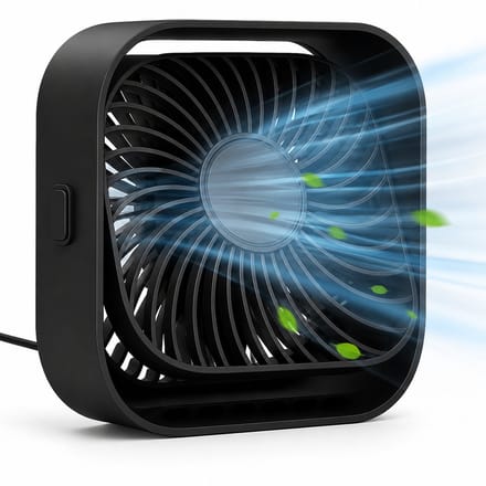 Twenty4seven® Mini Tafelventilator - Oplaadbaar & Draadloos - Zwart - Bureau Ventilator met 3 Standen - Draagbaar als Handventilator