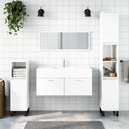 vidaXL - Badkamerkast - met - spiegel - bewerkt - hout - hoogglans - wit