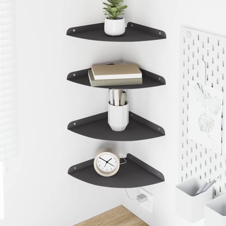 vidaXL - Hoek - Plank - 4 - st - Zwart - 24 - x - 24 - x - 2 - cm
