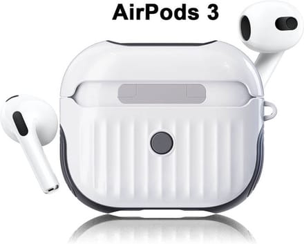 Koffer case - Apple Airpods 3 - wit siliconen - met musketon haakje